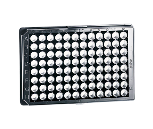 Greiner 96 Well Black, Clear Bottom, 350uL/Well, w/ Collagen Coating — 100/Case - AWLS-C152004